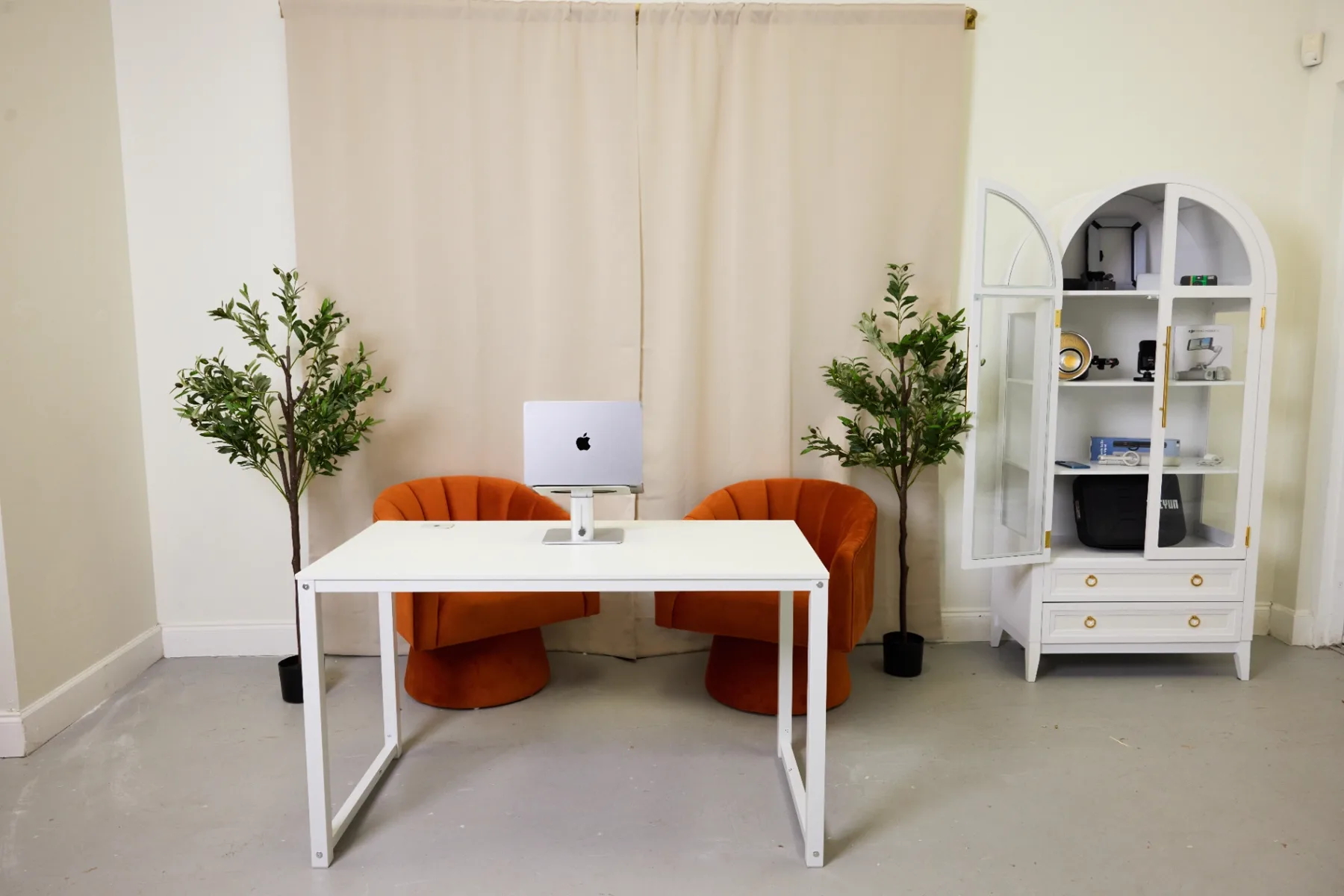 Podcast desk setup